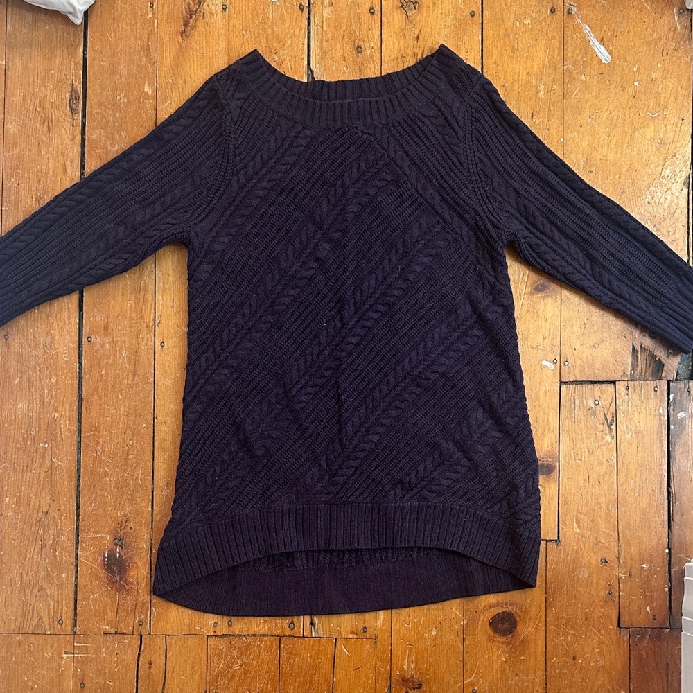 Women's Dark Purple Cable Knit Sweater